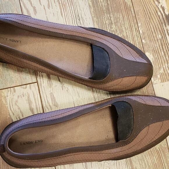 Lands End Slip on flats brown size 9M Pre-owned - Picture 1 of 7